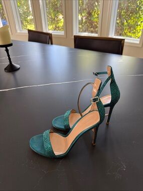 Gianvito Rossi Teal Embellished Stiletto Sandals - Women’s